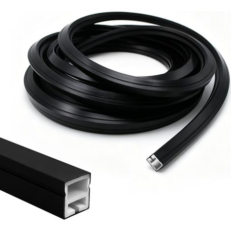 Canal LED de 5 m - 12 x 12 mm - Barre diffuseur LED en silicone - Noir - Pour plafonds, armoires, comptoirs de bar et panneaux insonorisants (pas de bande LED) (1/5)