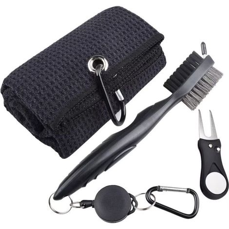 Kit de nettoyage de clubs de golf avec brosse et serviette, brosse et kit de nettoyage des rainures de clubs de golf, accessoires de golf pour hommes