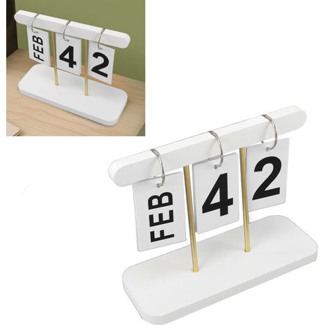 Vintage-Holzkalender zum Umblättern: Dekorativer Tischkalender, großes Poster mit integrierter Drehfunktion
