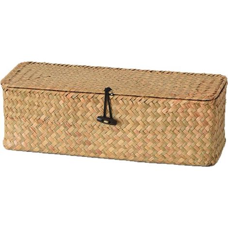 Panier Rangement Jonc de Mer avec Couvercle Rectangulaires Malle en Osier avec Compartiment 32x12x10cm
(1/5)