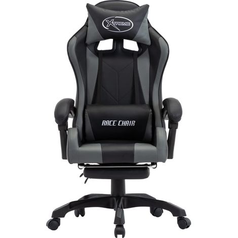 Maison Exclusive - Gaming-Stuhl mit Fußstütze Grau und Schwarz Ku