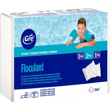 Ffloculant en Cartouches, Action clarifiante pour l’Eau de Piscine. Traitement pour piscines de Tout Type. 1 kg, Cartouches de 125 grammes. (1/5)