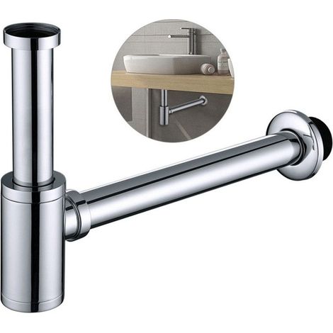 Sifone per lavello in acciaio inox, sifone tubolare per lavelli (per lavelli e bacinelle), set di sifone regolabile in altezza G1-1-4 pollici