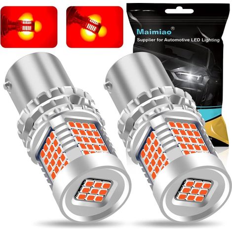 2pcs P21/5W LED Car Bulb Error Free 89 SMD 1157 BAY15D Super Bright Waterproof Brake Light Bulbs Suitable for Taillights and Daytime Running Lights (Red) (1/5)