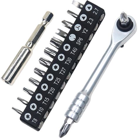 Clé à cliquet magnétique réglable 72 dents Clé à cliquet 1/4" avec embouts pour maison, garage, appareils électriques industriels, mécanicien, électricien (1/5)