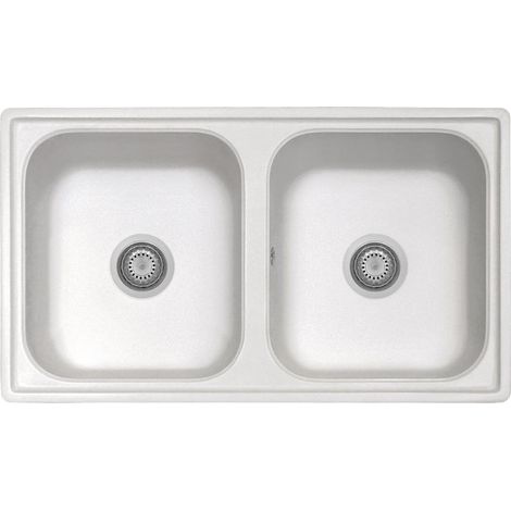 Lavello 86x50 cm 2 vasche bianco Samet