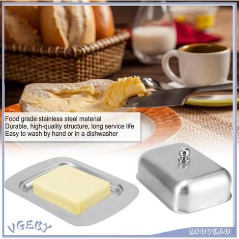 Beurrier à Double Couvercle en Acier Inoxydable, Accessoires de Cuisine (1/4)