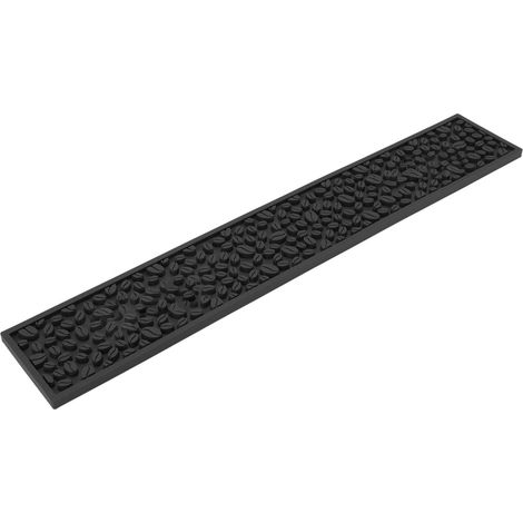 Rechteckige, hitzebeständige, rutschfeste Silikon-PVC-Kaffeematte/Abtropfmatte für die Arbeitsplatte, schwarz (1/5)