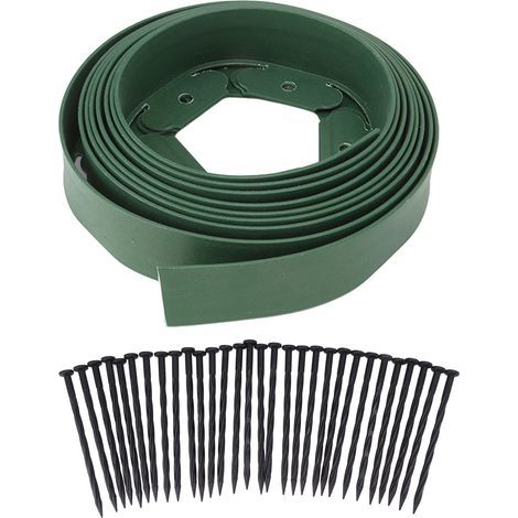 Kit de bordure paysagère, bordure de pelouse comprenant 30 pointes, bordure de jardin en PE pour l'aménagement paysager des jardins de fleurs, pelouse verte 5cmx5cmx5m (1/5)