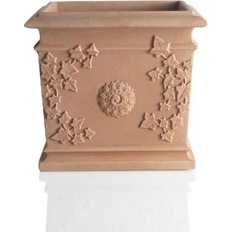 Ac-Deco – Vase imitation terre cuite beige 39 cm – Résistant aux chocs et aux UV – Dimensions 44 x 44 cm – Pour intérieur et extérieur
