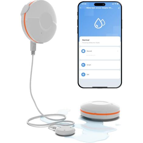 Alarme d'eau intelligente pour la maison, alarme d'eau Wi-Fi, capteur d'eau, alarme, détecteur de fuites d'eau avec notifications d'application et alarme sonore de 100 dB, alarme d'eau pour la cuisine (1/5)
