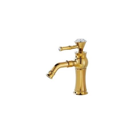 Waschbeckenarmatur, Einhebel-Waschtischarmatur in Gold, Messingarmatur, Mischbatterie für Warm- und Kaltwasser, Einloch-Aufsatzmontage (1/5)