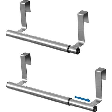 Spread, Porte-Serviettes Porte-Torchons Suspendu aux Portes des Placards, Séchoir 1 Barre Extensible en INOX, 25-40x8x9cm, Accessoire Cuisine et Salle de Bain sans Perçage (1/5)