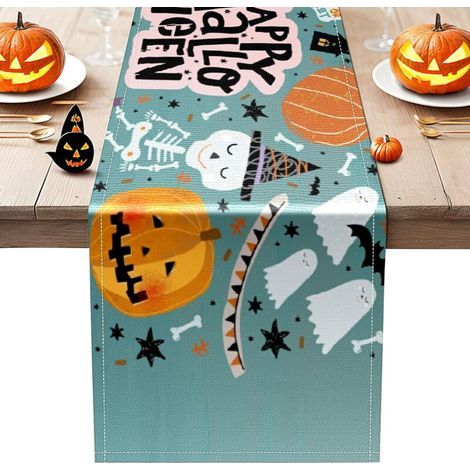 Bardusch - Chemin de table citrouille d'Halloween 13 x 72 pouces pour décoration de table à la maison, décoration de table pour dîner d'Halloween en intérieur.. (1/5)