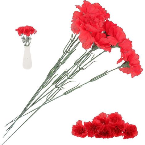 7 Zweige künstliche Seide, einzelner Zweig, einköpfige kleine Nelke für Heim- und Hoteldekoration (Rot)-7pcs-Red (1/3)