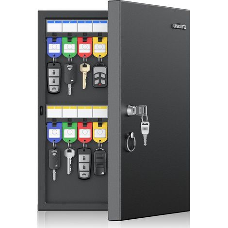 32 Position Key Lock Box, Boîte à clés Murale, Organisateur de clés de Voiture avec Porte-clés et étiquettes écrites, Cabinet de clés de sécurité, Boîte de Stockage de Porte-clés de Voiture (1/5)