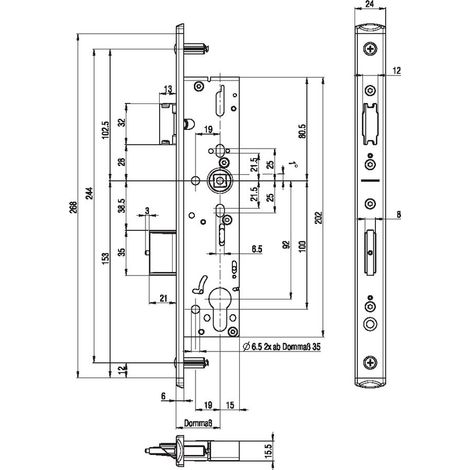 BKS Panik-RR-Einsteckschl.B 1821 B DIN L/R 24/268/34/92/9mm U-St - B-18210-16-L-8
