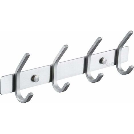 Porte Manteau Salle de Bain Porte Manteau Metal Mural 4 Crochets Patère Murale Salle de Bain Acier Inoxydable SUS304 Finition Brossée, AH203H4-2 (1/5)