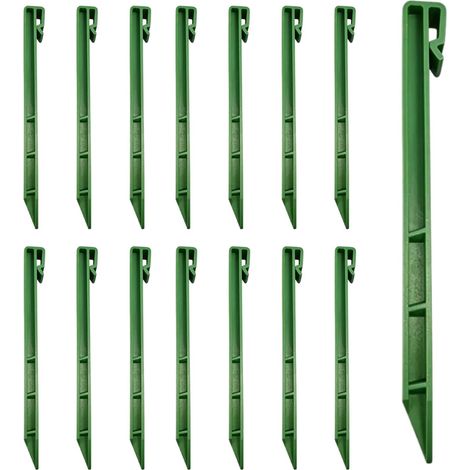 15 Pièces Piquets de Sol en Plastique,Piquets de Bordure de Paysage en Plastique,24CM Clous Bordure de Gazon, pour Bordure, terrasse, Planche, tentes de Jardin,Vert (1/5)