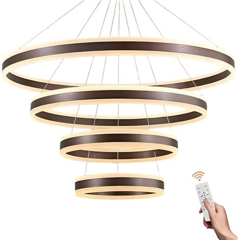 Lampadario LED Sospeso 4 Anelli Dimmerabile Marrone 40-100cm (1/5)