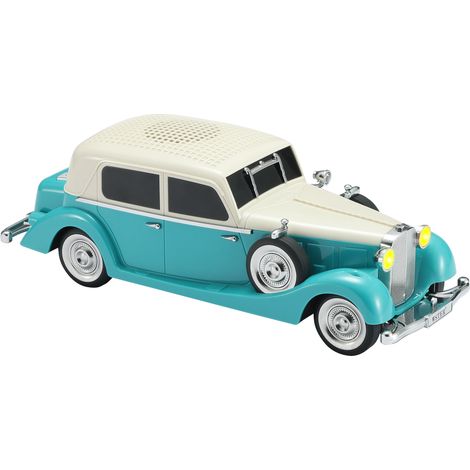 Enceinte Bluetooth en forme de voiture avec fonction mains libres, lumière LED, compatible avec les cartes TF, USB, FM, AUX, TWS et chargement Type-C.