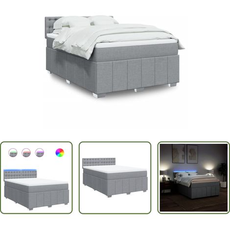 Matratze -  Boxspringbett mit Matratze Hellgrau 140x200 cm Stoff (1/5)