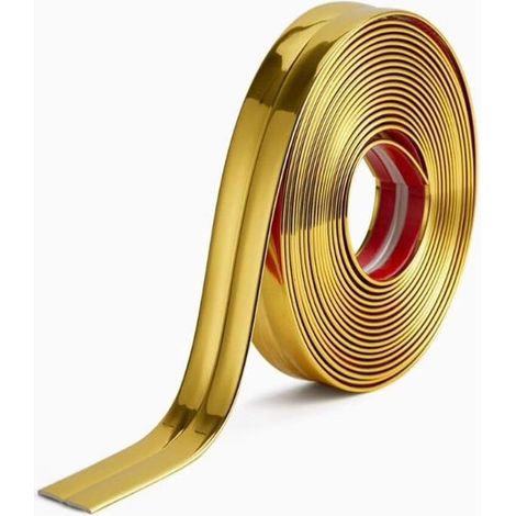 Lntyq Cornière PVC,5mx2cm Revêtements d'angle Autocollant Plinthe Souple Protection d'angle Bordure d’angle de Mur Bande Décorative pour Plans de Travail,Carrelage, Coin de Mur,Meubles,Or 5M (1/5)