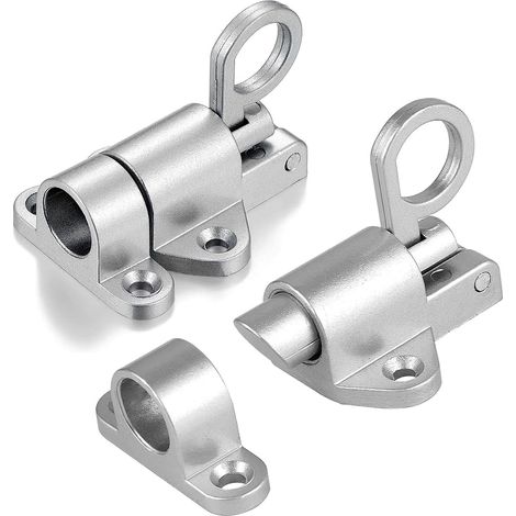 Automatique Verrou de Porte, Loquet à Ressort Loquet de Porte Verrouillage de porte à ressort Verrouillage de boulon élastique Boulon à Rebond pour les Fenêtres Portails (Silver - 2Pack) (1/4)
