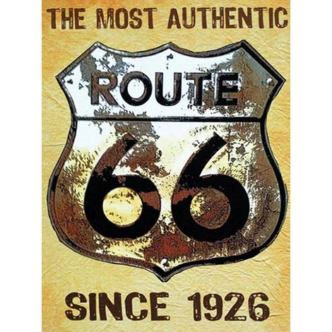 Panneau en bois 40x30 cm Blason rétro Route 66 depuis 1926 États-Unis (1/3)