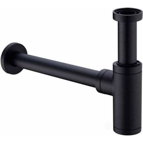Solid Brass Basin Trap – 200mm Extension Tube – 1 1/4' x 32mm Adjustable – Anti-Odor and Anti-Leak Matte Black (1/4)