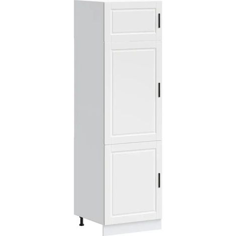 Amplio armario de cocina con gran capacidad de almacenamiento 60 x 57 x 207 cm práctico patas ajustables madera de ingeniería blanca 020050412 (1/5)