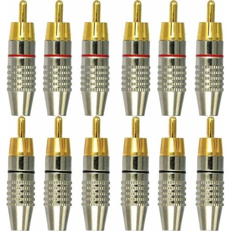 Bardusch-12Pcs RCA Connecteur male,Connecteurs Audio vidéo RCA,RCA Terminal connecteur Audio,RCA connecteur à sans soudure,Connecteurs RCA Plug Jack (1/5)
