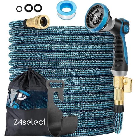 Tuyau d'arrosage extensible de 150 pieds ou 200 pieds, tuyau d'eau avec tissu extra résistant, avec buse de pulvérisation à 10 motifs, tuyau extensible léger et étanche pour arrosage et lavage (200