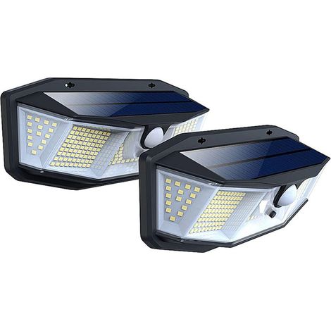 Lampe Solaire Extérieur, 308LED Grand Angle 270° éclairage à Cinq Côtés, Ip65 étanche, 3 Modes D'éclairage, Sans Fil, Pour Jardins, Terrasses, Extérieur, Couloir (2 PCS) (1/5)
