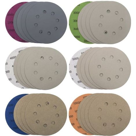 CHOYCLIT 30 Stück 125 mm Schleifscheiben 8 Löcher Schleifscheiben Nass-Trocken-Schleifpapier Exzenterschleifer-Pads Schleifpapierblätter für Metallholz, Körnung 2000/3000/4000/5000/7000/10000 RA