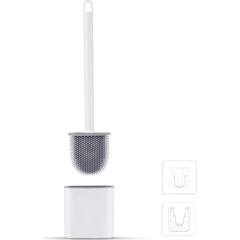 Silikon-Toilettenbürstenset - Toilettenbürste und Halter, tropffrei, antibakteriell, belüftete Toilettenbürste, schnelltrocknend, geruchsneutral,