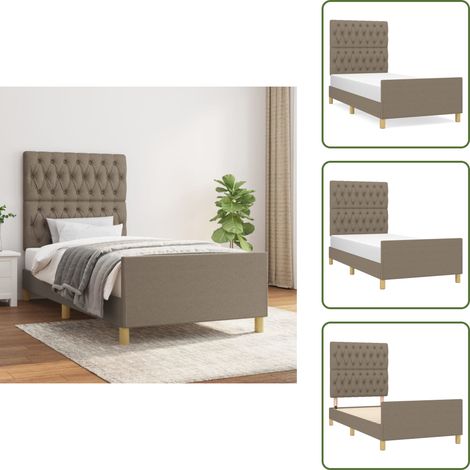 Bettgestell ohne Matratze Taupe 90x190 cm Stoff - Bettsystem - Doppelbett - Lattenrost - Kopfteil - Massivholzbette (1/5)