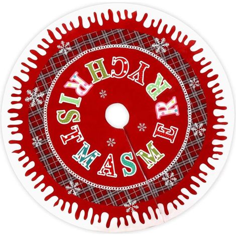 Jupe de Sapin de Noël, 122cm/48“ Couverture de Sapin de Noël avec sous-Couche de Sapin à Carreaux Couverture de Sapin de Noël Couverture Ronde de Sapin de Noël (1/4)