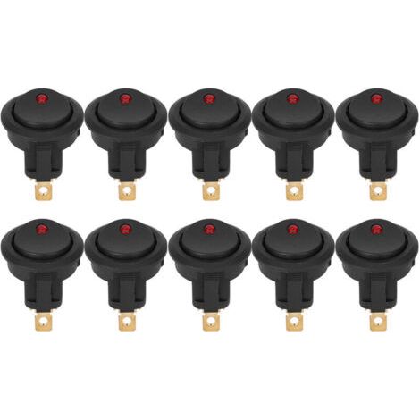 BUNTHAUS 10 pcs Ronde Rocker ON/OFF 12 V tanche SPST Interrupteur LED Projecteur Argent Terminal 3Pin