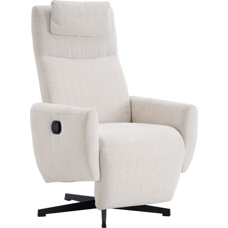 022 Fauteuil relax confortable avec fonction inclinable – fauteuil TV en chenille avec repose-pieds, fauteuil pivotant et fauteuil lounge pour salon, canapé moderne, beige