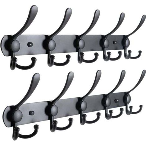 (15 crochets, lot de 2) Patère murale, patère murale, patère, patère murale en acier inoxydable, patère, crochet mural noir (1/4)
