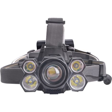 Lampe Frontale - Rechargeable USB - Étanche IPX4 - Zoom Réglable - 3 Modes (Faible/Élevé/Stroboscope) - Pour Randonnée Camping Pêche - 1 Pièce (1/5)