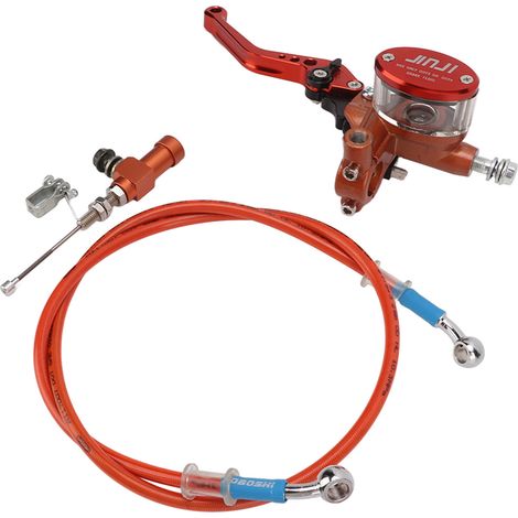 Levier de frein et d'embrayage moto avec câbles, kit universel réglable sur 6 angles, compatible guidon 22mm (7/8 pouce), couleur orange (1/5)