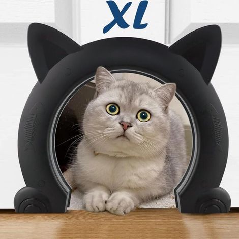 Grande porte intérieure pour chat et petit chien, couleur noire, taille XL, facile à installer, robuste et élégante (1/5)