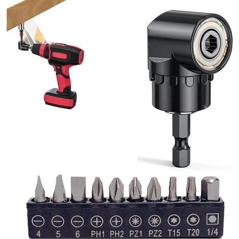 Set mit 11 105°-Winkelschraubendreherbits für Akkuschrauber, Winkelbit, Steckschlüsseladapter, Akkuschrauber, 1/4"-Sechskantschaft für Bauarbeiter (1/4)