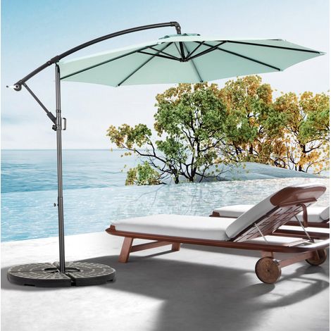 parasol déporté jardin inclinable 10ft acier vert HAVRYA (1/4)