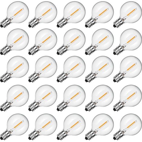 Lot de 25 ampoules LED G40, ampoules LED E12 à culot candélabre, ampoules LED de 0,6 W équivalentes à des ampoules Edison de 7 W, ampoules globe incassables pour usage extérieur-AquaForge (1/5)
