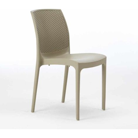 20 Sedie Plastica Poly Rattan Boheme Grand Soleil Bar Ristorante Stock - Beige
