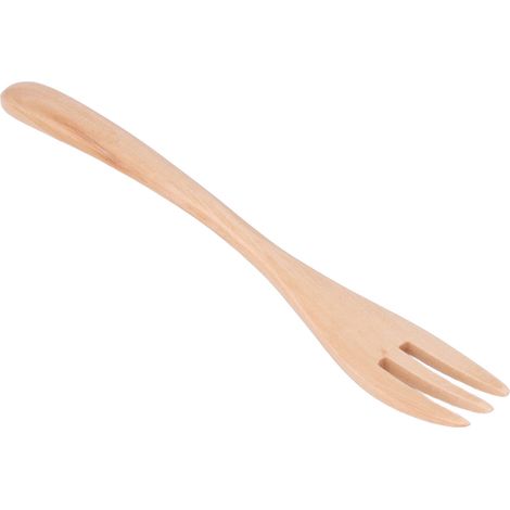 Fourchette en bois réutilisable, fourchette à pâtes en bois à long manche, idéale pour les pique-niques, les barbecues, les voyages et le camping. (1/5)