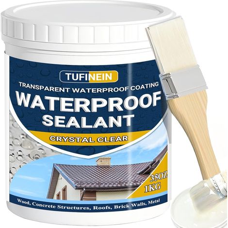 Liquide Étanchéité Transparent 1KG, Agent de Revetement Impermeable Transparent Intérieure et Extérieure Membrane d'Étanchéité Waterstop Imperméable Transparente (1/5)